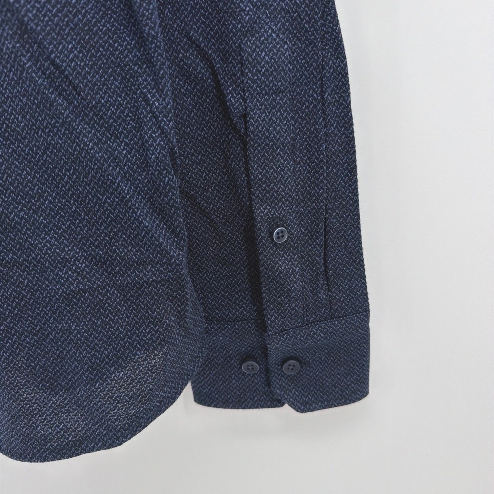 Haupt Shirt Mens M Navy Blue Modern Tailored Fit Textured Casual Long Sleeve NEW - Picture 10 of 11